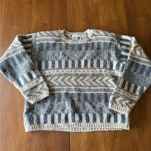 Vintage 90s abstract wool/cotton sweater Sz s cottage core grandpa coastal